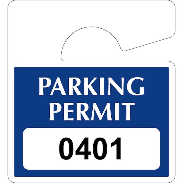 Lustre-Cal Laminated Hanging Parking Permit Dark Blue 3in x 2.75in 30mil Plastic Serialized 401-450, 50PK 253813301Bd0401 - main